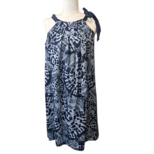 Bellambra Made In Italy 100% Linen Blue Print Dress Size Medium
